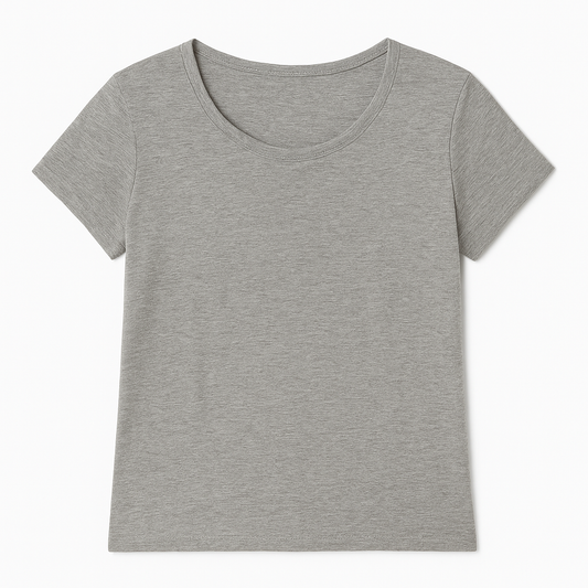 [168]GS    Women's Summer 100% Cotton Short Sleeve T-Shirt with Built-in Bra Padding, Lightweight Cup-Style Sleepwear, Short Sleeve Undergarment, Casual, Wearable Outside