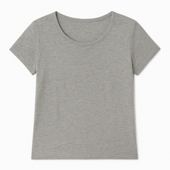 [168]GS    Women's Summer 100% Cotton Short Sleeve T-Shirt with Built-in Bra Padding, Lightweight Cup-Style Sleepwear, Short Sleeve Undergarment, Casual, Wearable Outside