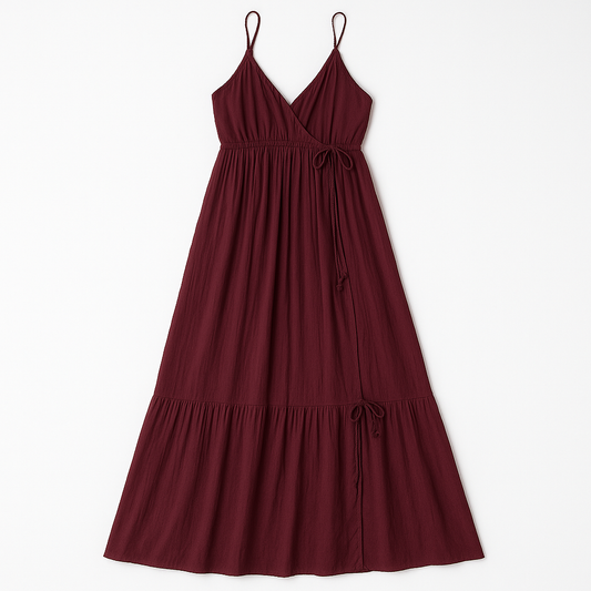 [168]NS 2025 Spring Plus Size Loose Pleated Strap Dress - High-Quality, Elegant, Slimming New Style