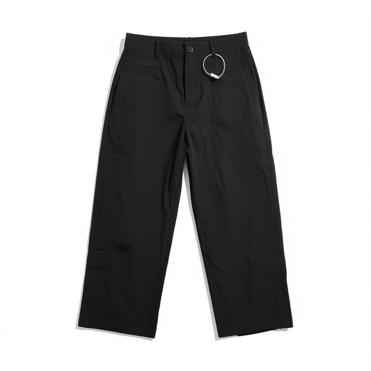 [754]GM   Women's Casual Pants,   Summer Navy Straight-Leg Ankle-Length Commuter Pants