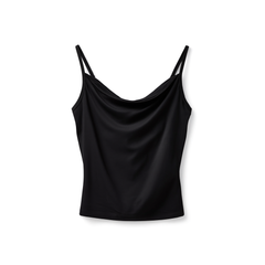 [408]GG     Women's  Ruffled Cowl Neck Metal Logo Camisole