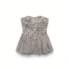 [780]G    Omnivorous Universe Light Purple Ballet Jacquard Strapless Waist-Cinched A-Line Short dress for Women