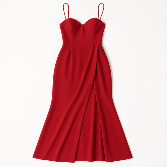 [182]GS     Note of love Red Elegant Simple Bride Wedding Engagement Toasting Dress False Two-Piece Strapless Long Evening Gown