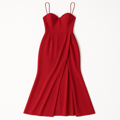 [182]GS     Note of love Red Elegant Simple Bride Wedding Engagement Toasting Dress False Two-Piece Strapless Long Evening Gown