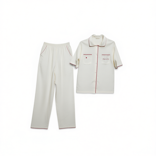 [559]GM    Sleepwear Relaxed Series Short-Sleeve Set with Collar: Comfortable, Cool-to-the-Touch, Skin-Friendly Modal Pajamas for Women, Summer
