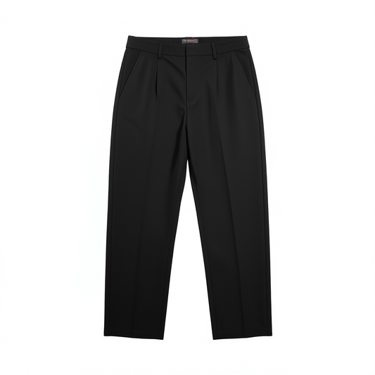 [868]MM    easy-care loose straight-leg casual drape pants with half-elastic waistband, unisex