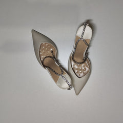 [326]MM  Rhinestone Sandals Women's Designer Exclusive Crystal Ankle Ring High Heels Summer Women Thin Heels Pair with Skirts