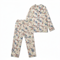 [957]G    Little Wild Rose!! Orange Sea! Women's Spring and Autumn 100% Cotton Gauze Printed Pajama Set with Romantic Oil Painting Style