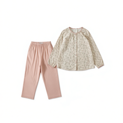 [213]G      Peach and Apricot Wilderness!! Orange Sea! High-End Floral Print 100% Cotton Double-Layer Gauze Women's Spring Autumn Set