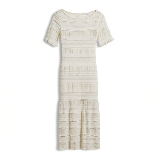 [560]GM  French-style hollow-out pleated splicing dress, women's summer high-end design sense medium and long-length skirt Z24242