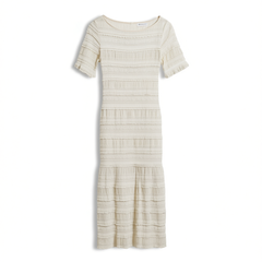 [560]G    Long Xi'er French-style hollow-out pleated splicing dress, women's summer high-end design sense medium and long-length skirt Z24242