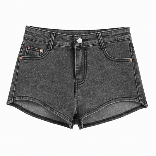 [196]MS 145 Short Girls' Denim Mini Shorts with Designer Look, Height-Enhancing, Hot Pants, Edgy Style, High-Waisted Bodycon, Tight, XS, Summer