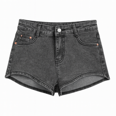 [196]MS 145 Short Girls' Denim Mini Shorts with Designer Look, Height-Enhancing, Hot Pants, Edgy Style, High-Waisted Bodycon, Tight, XS, Summer