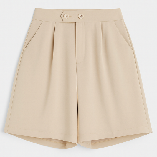 [197]MS Laxibei'er Women's Summer Lightweight Ice Silk Wide-Leg High-Waisted A-Line Five-Inch Straight Mid-Length Pants