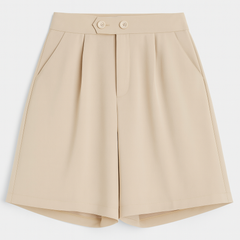 [197]MS Laxibei'er Women's Summer Lightweight Ice Silk Wide-Leg High-Waisted A-Line Five-Inch Straight Mid-Length Pants