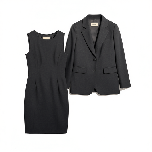 [463]G    Dark gray business suit skirt,  autumn and winter thick version, slim-fit and visually slimming dress with blazer, two-piece set for women