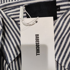 [556]GG     pure linen blue striped composite white lining double-layer silhouette jacket shirt