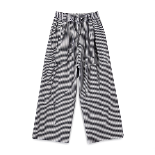 [812]GG     Pure Linen Material Blue Striped Composite White Lined Double-layer Silhouette pants