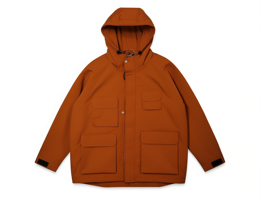 [804]MM Japanese-style Multi-pocket Workwear Jacket Women's Functional Waterproof Outdoor Early Spring Storm Jacket Hooded Cardigan Unisex Trendy