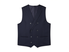 [185]MN Lu San Men's Striped Suit Vest Italian Naples Double-Breasted Notch Lapel Vest Vintage Waistcoat Trendy