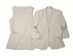 [696]GG  DL Elegant Custom 2025 Spring Slim-Fitting Ivory Sleeveless Dress and Blazer Set for Women