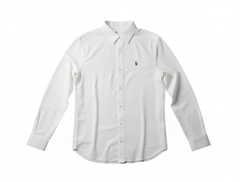 [913]GG  Women's Long-Sleeve Shirt with Small Spur Embroidery Stripes, 2025 Spring, 100% Cotton Oxford Cloth, Versatile Loose Fit Base Layer