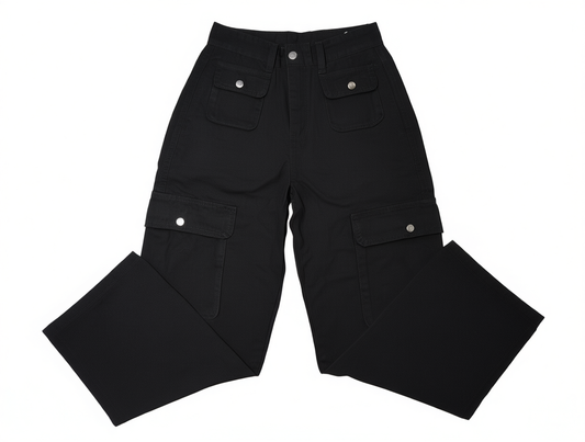 [781]GM   Black Fashionable Unique Casual Cargo Pants Summer 2024 High-Waisted Slimming Loose Straight-Leg Pants