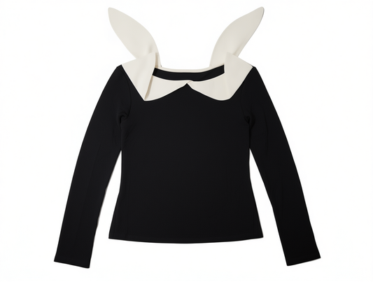 [282]MM XINYI [Cream Baileys] Spring Large Collar Long Sleeve T-shirt for Women Slimming and Versatile Top X625Y01474