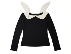 [282]MM XINYI [Cream Baileys] Spring Large Collar Long Sleeve T-shirt for Women Slimming and Versatile Top X625Y01474