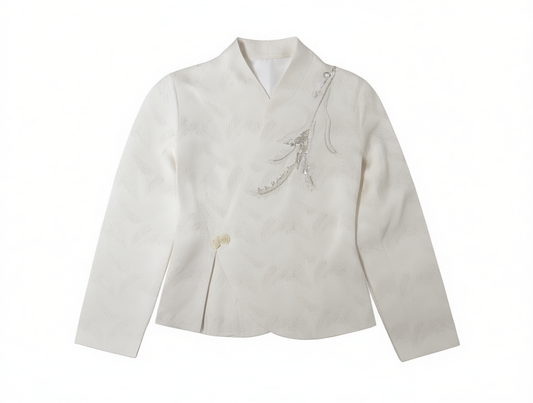 [487]MM  Xiuguan Tang Xuejing 2025 Spring Embroidery Modified Open Collar New Chinese Style Women's Short Jacket Tang Suit Top