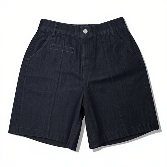 [477]MM  Boyiyiyi Tencel Thin Fabric Denim Shorts for Women 2025 Model Elastic Waist Dark Blue Three-Quarter Wide-Leg Shorts 61525