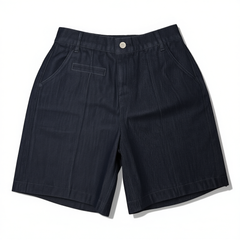 [477]MM  Boyiyiyi Tencel Thin Fabric Denim Shorts for Women 2025 Model Elastic Waist Dark Blue Three-Quarter Wide-Leg Shorts 61525