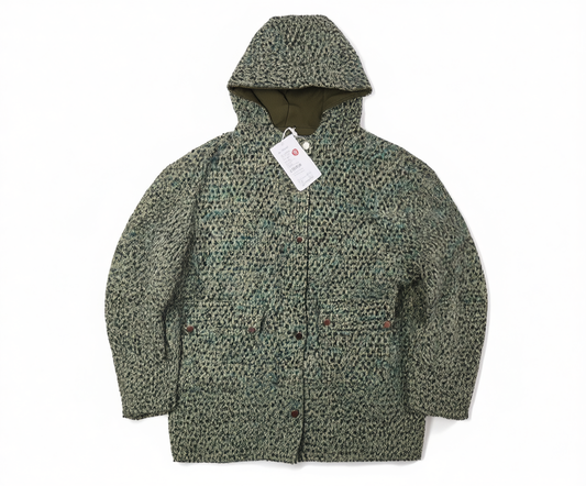 [607]MM Green Hooded Wool Coat for Women 2025 Winter New Loose Designer Elegant Trendy Wool Coat