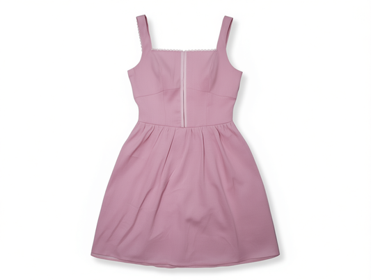 [740]GM  RETURN SELF/New Belted Boat Neck Cotton Linen Reformation Dress Skirt for Women