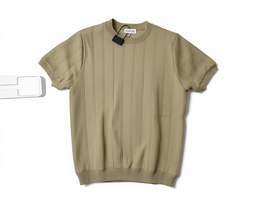 [448]GM  High-end Benming Year Burgundy Round Neck Short Sleeve T-shirt Casual Knit Top Men's Versatile Summer Half Sleeve Shirt