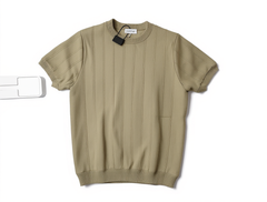 [448]GM  High-end Benming Year Burgundy Round Neck Short Sleeve T-shirt Casual Knit Top Men's Versatile Summer Half Sleeve Shirt