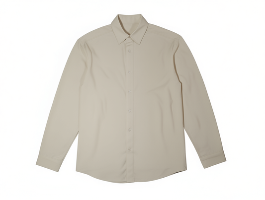 [349]MM  New Spring and Autumn Collection Men's Long Sleeve Cuban Collar White Shirt Casual Business No Iron Shirt Lightweight Semi-Adult Handsome High-End Feel