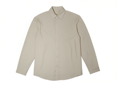 [349]MM  New Spring and Autumn Collection Men's Long Sleeve Cuban Collar White Shirt Casual Business No Iron Shirt Lightweight Semi-Adult Handsome High-End Feel