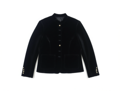 [056]GM  Zhou Langqing 2025 New Collection Black Velvet Chanel-style Jacket for Women's Spring Petite New Chinese Style Top