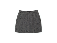 [971]GM  MandyZhang Hand-Embellished with Diamonds and Sequins Gray Herringbone Chanel-Inspired Suit Princess Coat and Skirt Two-Piece Set