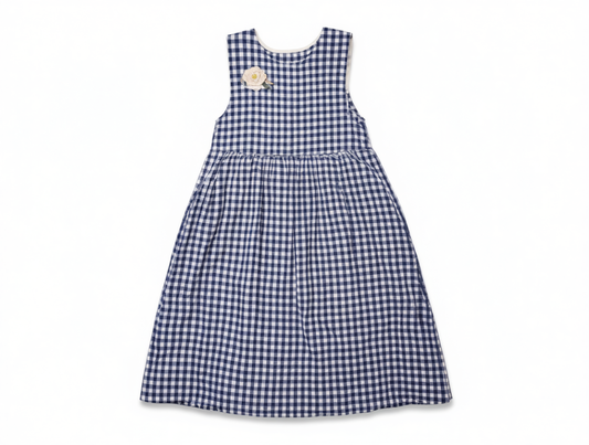 [884]GN  Plus Size Women's 2025 Spring Forest Style Ruffled Sleeve Dress + Layered Checkered Blouse Dress Stylish Set