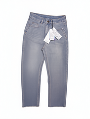 [373]NN High-Waisted Slim-Fit Straight-Leg Jeans for Women Slimming Lightweight Raw Edge Cropped Pants for Petite Figures Spring and Summer 2025