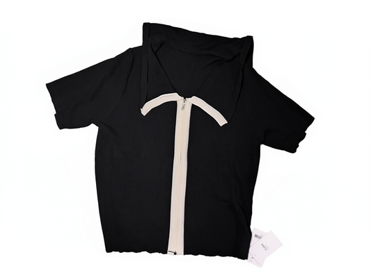 [138]NM Xiaoli Handmade Plus Size Women's Cooling Ice Silk Large Stand-Up Collar Knit Cardigan, Summer Two-Way Zipper