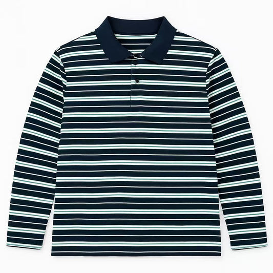 [829]GM  Korea Dongdaemun APPROACH Retro Color-Blocked Letter Embroidery Polo Shirt 2025 New Collection Striped Long-Sleeve T-Shirt
