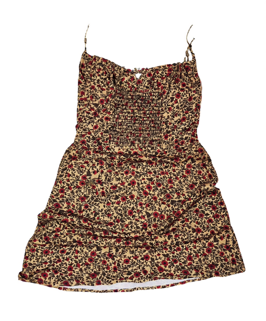 [815]GG   Gu Xiaojie ~ Blogger's Choice French Style Unique Luxury Vintage Flower Cluster Drawstring Strap Dress for Women