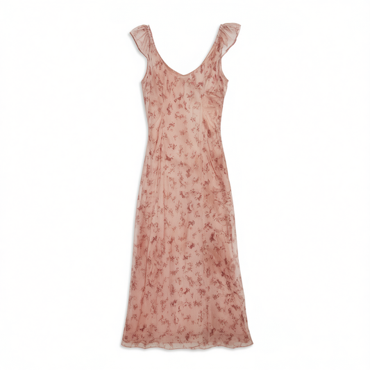 [423]GM   French-style sleeveless tea break dress, romantic floral print with a cinched waist for a slimming effect, featuring cap sleeves and a summer camisole design