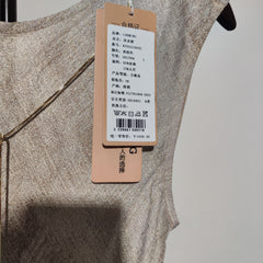 [160]G   French-style back V-neck sleeveless dress, summer gold-accented high-end linen, slimming and figure-flattering, elegant long t-shirt dress