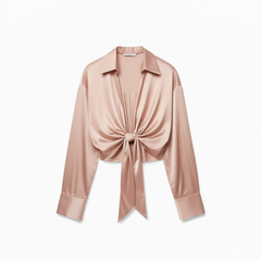 [177]GG    New Fashion Cross-Front Fitted Silk Shirt for Women with Straps
