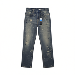 [704]N haonanhuang kangli digital printing ink splatter stains washed vintage distressed loose slim leg jeans