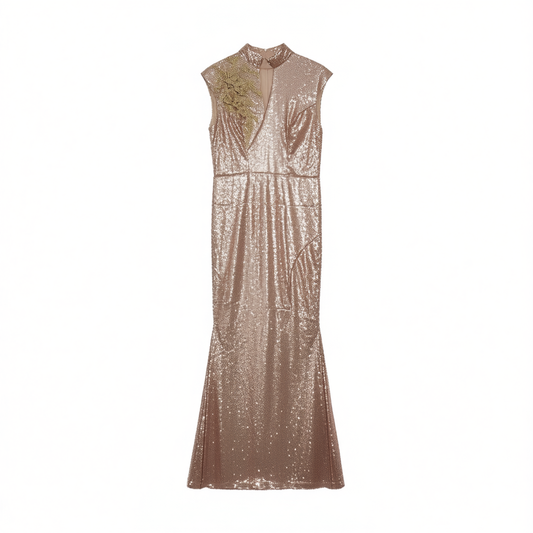 [419]MM  2025 New Gold Mermaid Dress Fashionable Lady Hostess Long Slimming Banquet Evening Gown